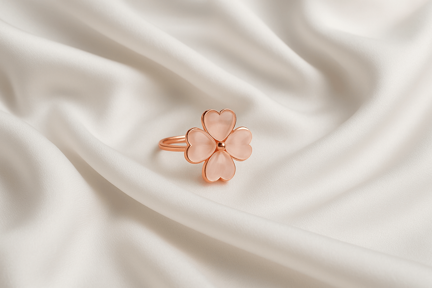 Blush Charm Rose Gold Clover Ring - My Store