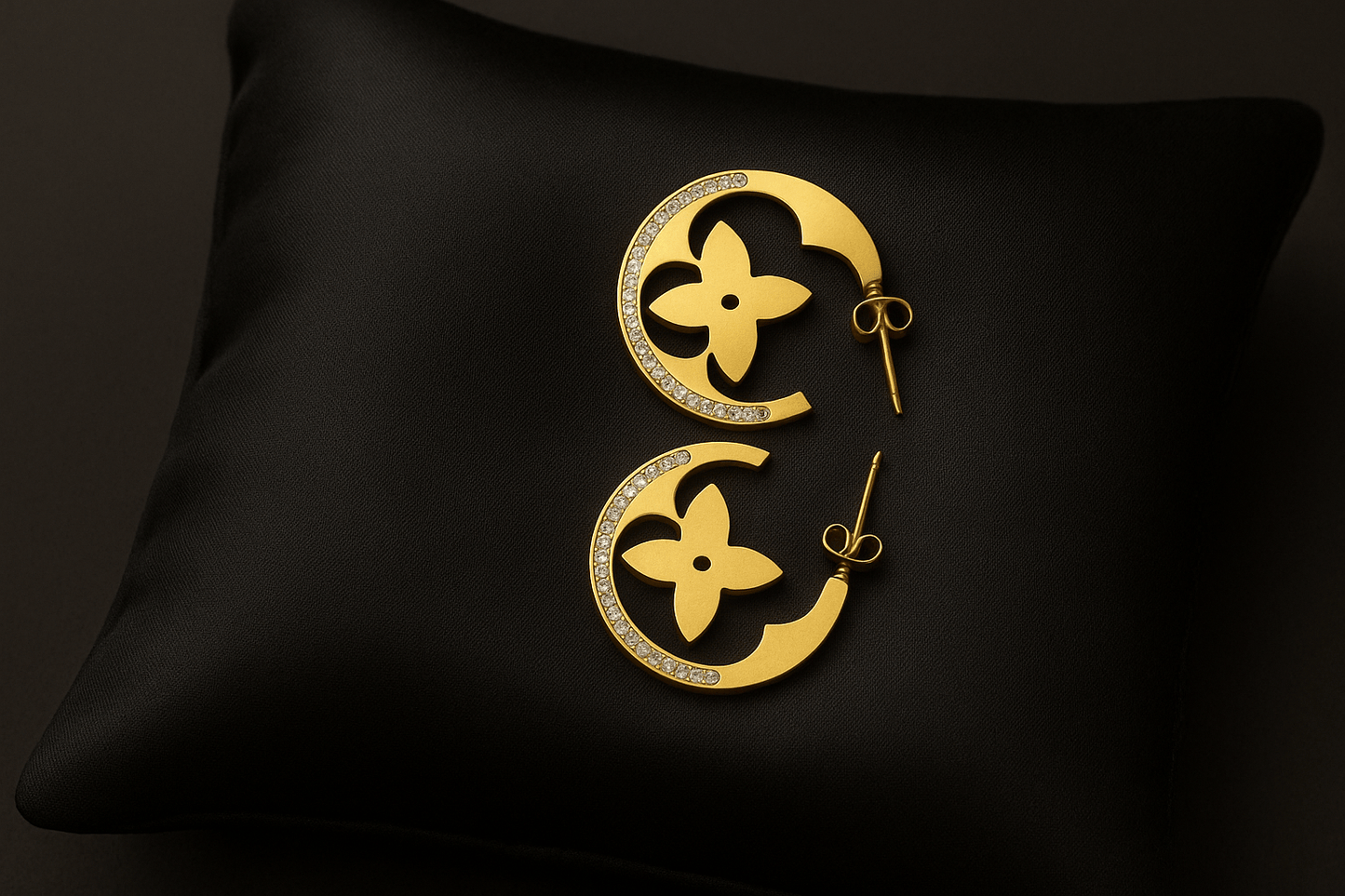 Fleur de Lune Crystal Crescent Earrings - My Store