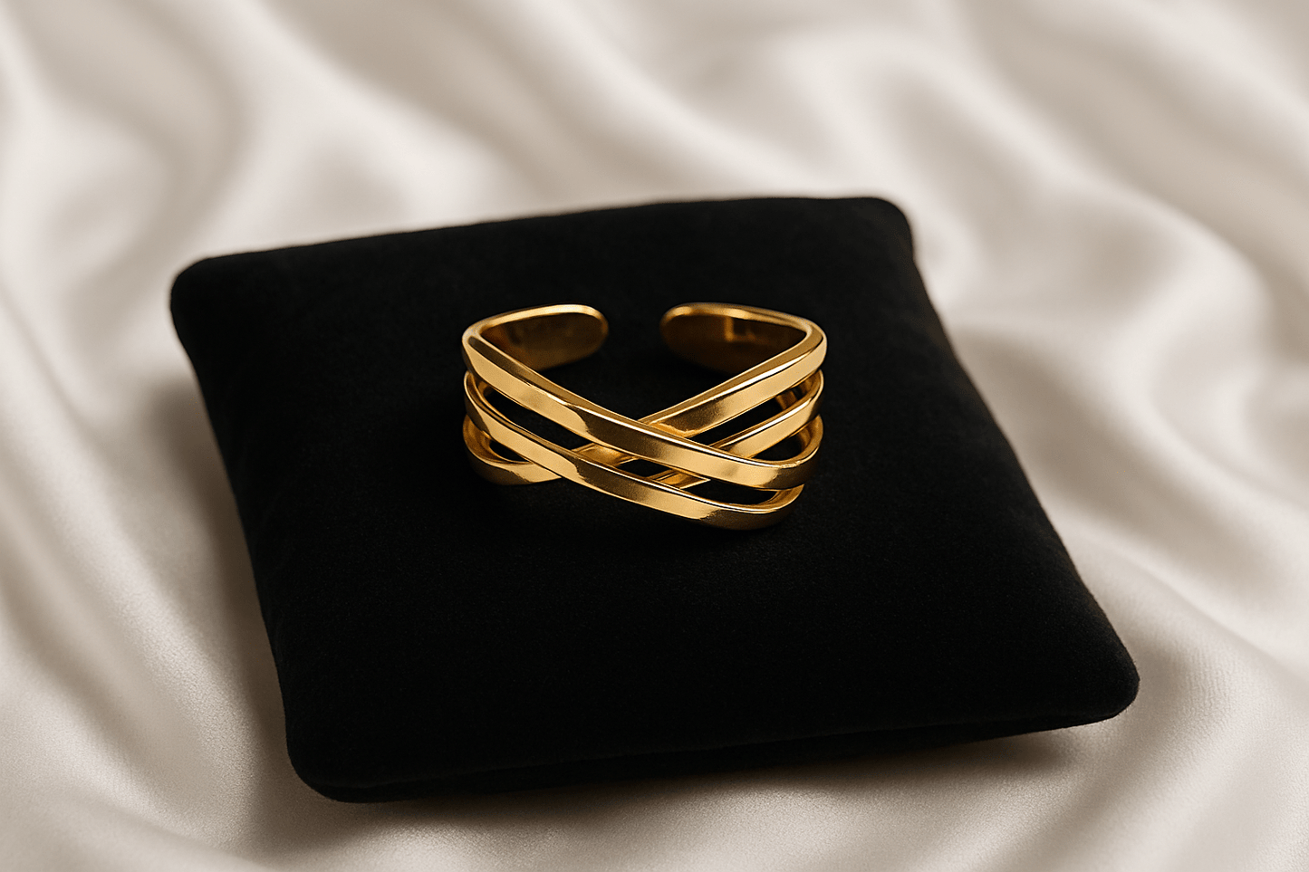 Golden Aura Crossover Statement Ring - My Store
