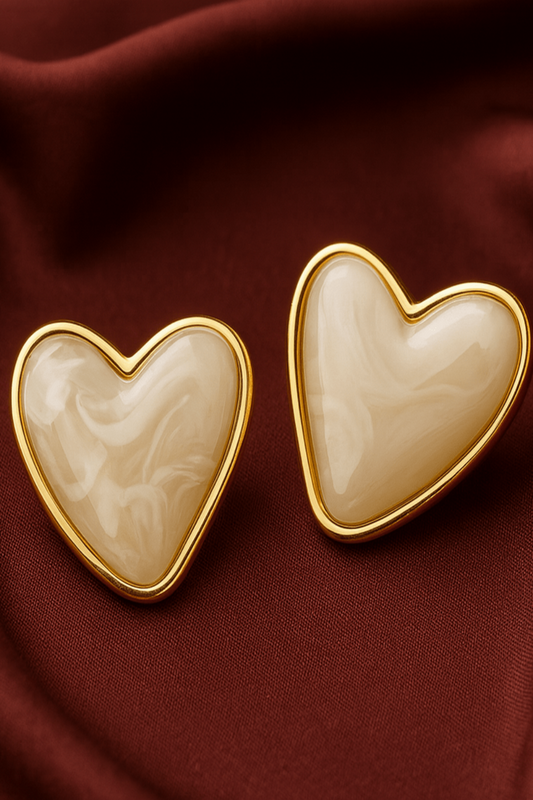 Honey Love Marble Heart Studs - My Store