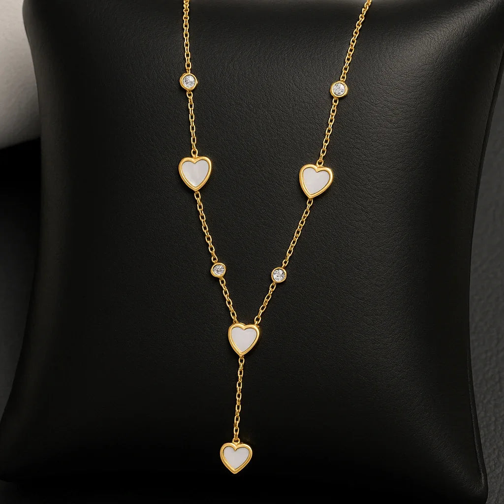 Ivory Hearts Gold - Plated Lariat Necklace - My Store