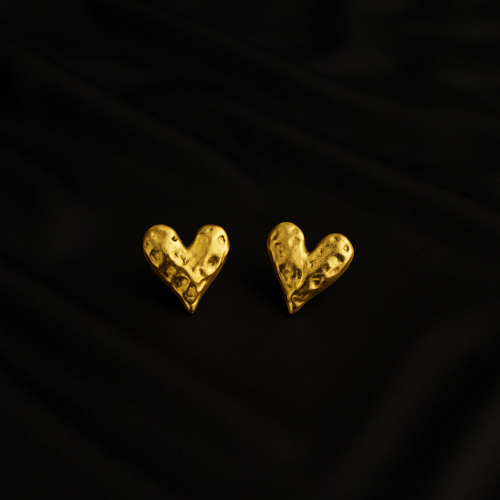 Melted Heart Sculpted Gold Studs - My Store