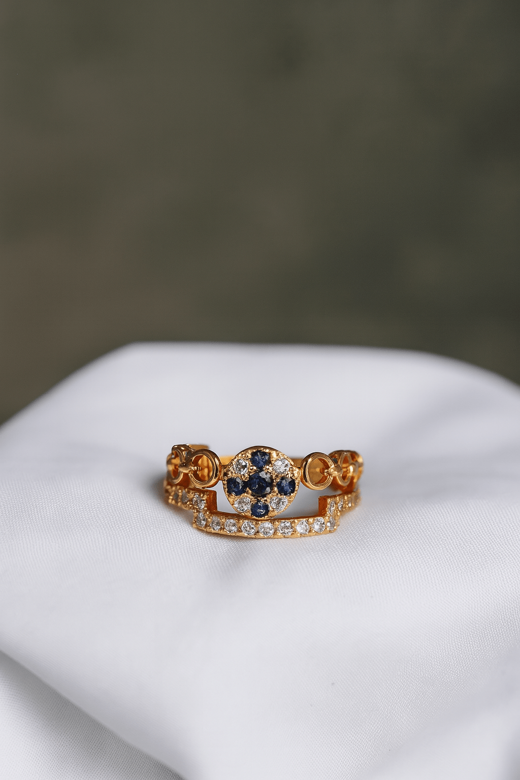 Midnight Glow – Blue Stone Halo Ring - My Store