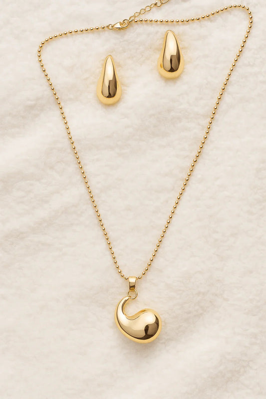 Molten Muse Sculpted Pendant & Teardrop Earring Set - My Store