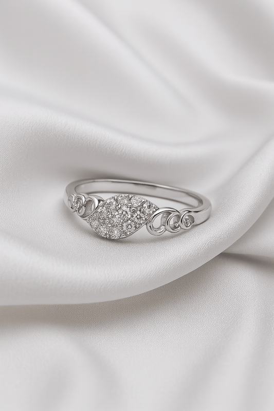 Silver Petal – Sparkle Cluster Designer Ring - My Store