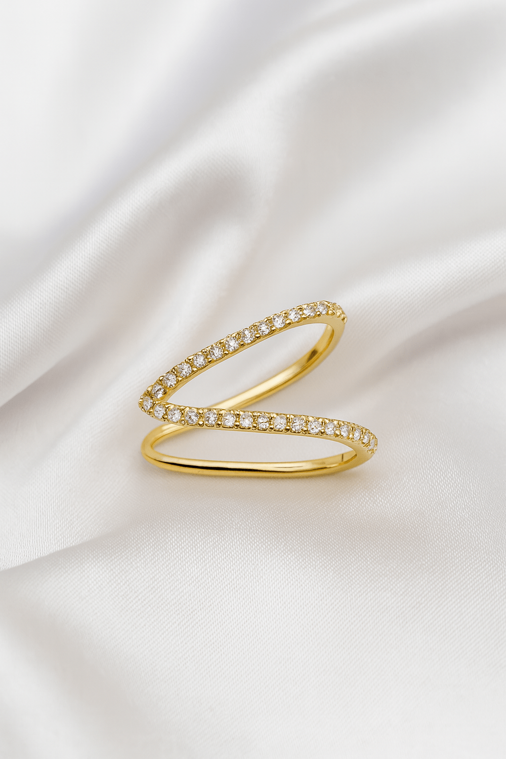 Sparkle Vibe | 18K Gold Plated Open V - Curve Diamond Ring ✨ - My Store