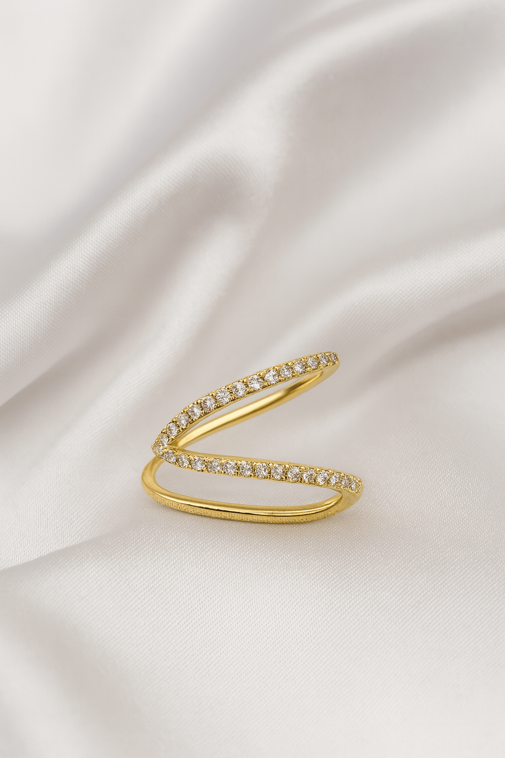 Sparkle Vibe | 18K Gold Plated Open V - Curve Diamond Ring ✨ - My Store