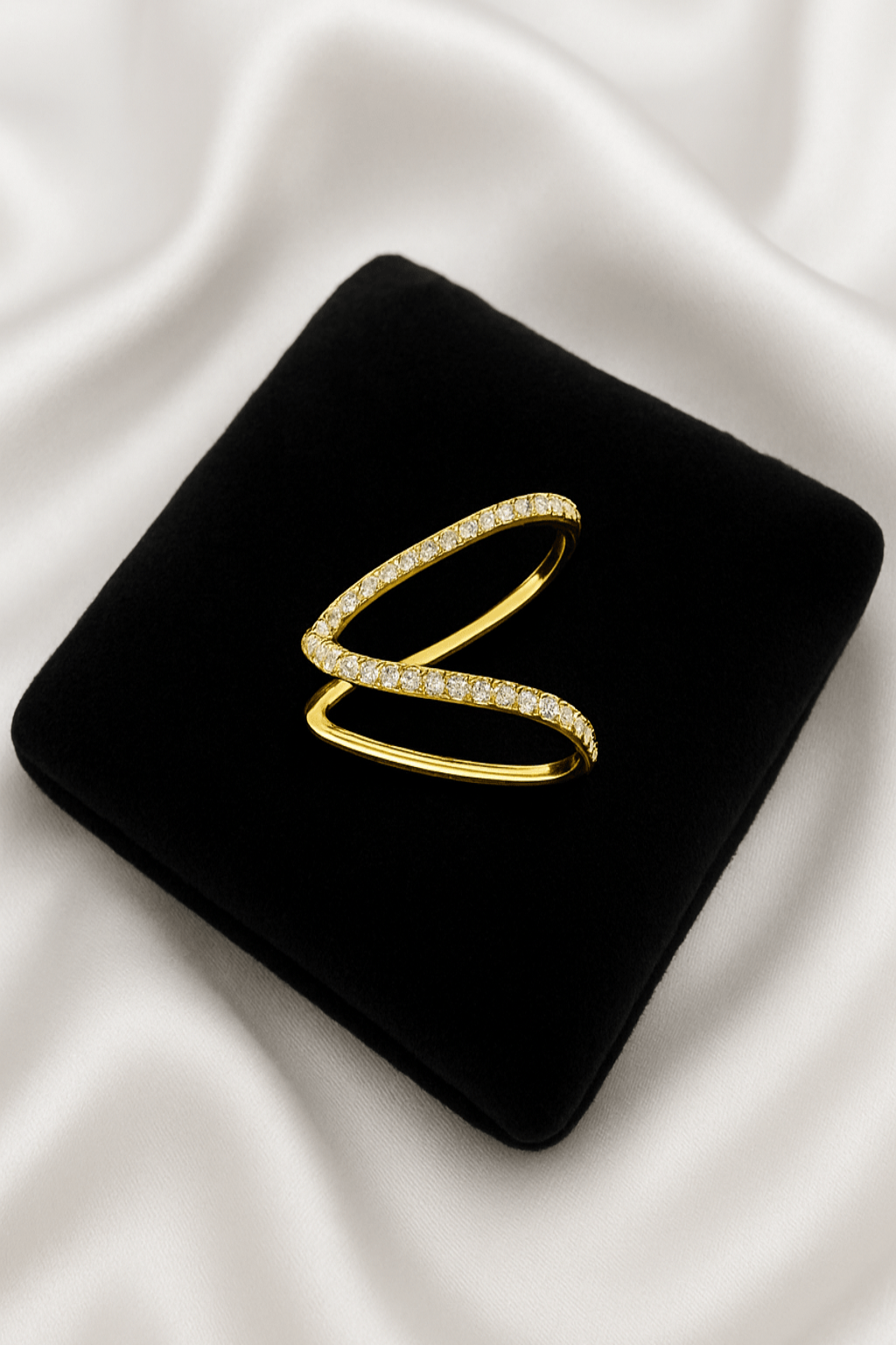Sparkle Vibe | 18K Gold Plated Open V - Curve Diamond Ring ✨ - My Store