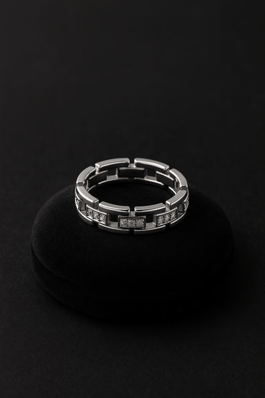 Steel Luxe – Cubic Diamond Inlay Ring - My Store
