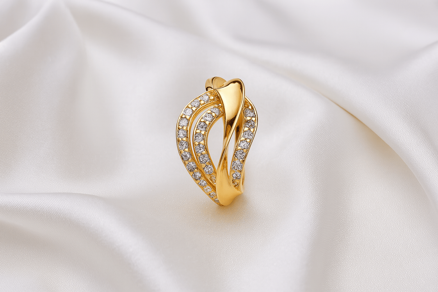 Tide of Glamour – Gold Ring with Flowing Design - My Store