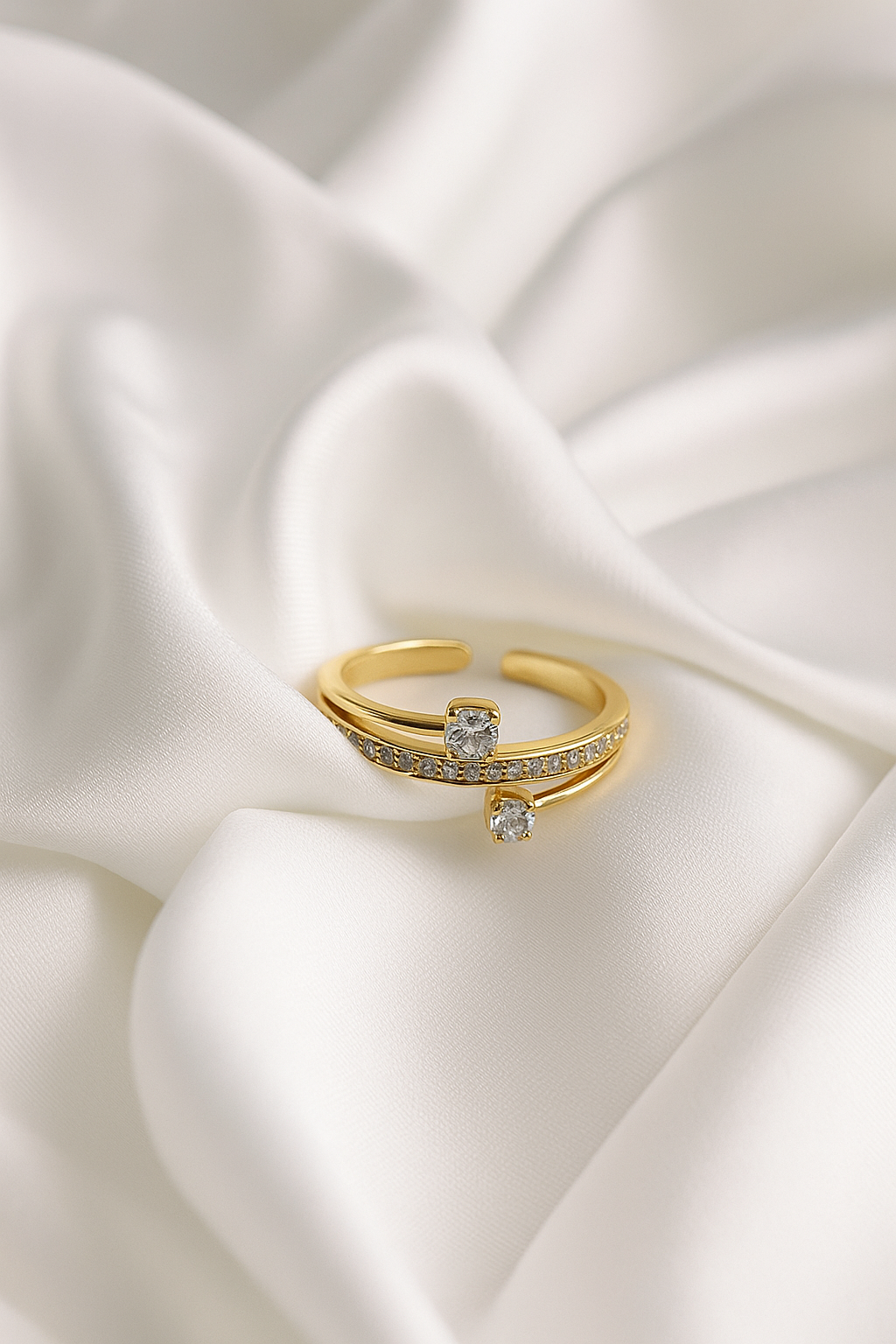 Luxury 18K Gold-Plated Diamond Bangle & Ring Set