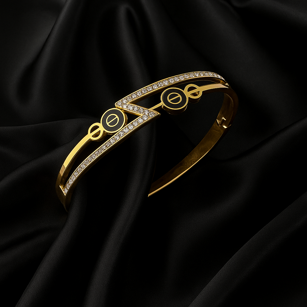 Luxury Geometric 18K Gold-Plated Zircon Bangle Bracelet