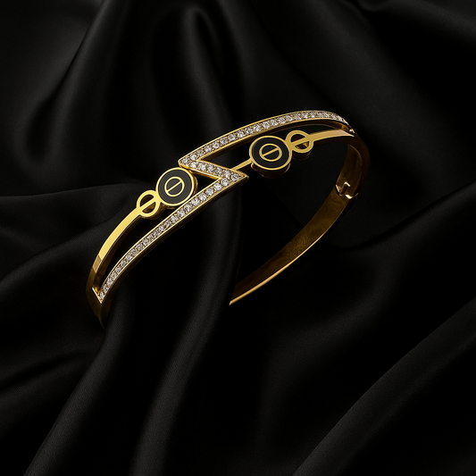Luxury Geometric 18K Gold-Plated Zircon Bangle Bracelet