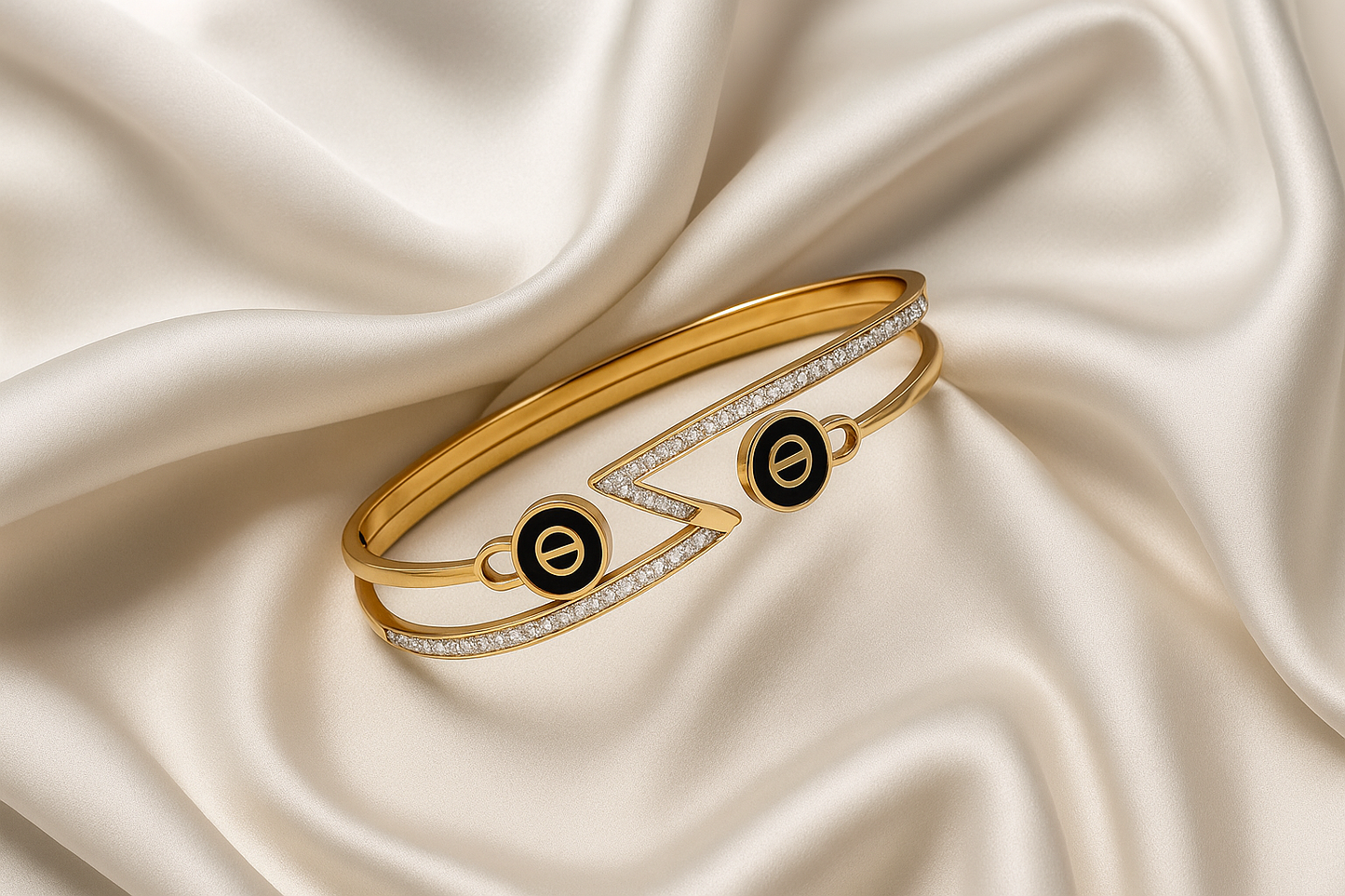 Luxury Geometric 18K Gold-Plated Zircon Bangle Bracelet