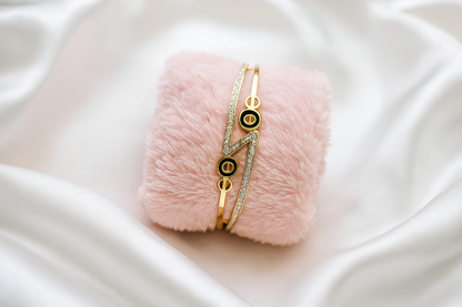Luxury Geometric 18K Gold-Plated Zircon Bangle Bracelet