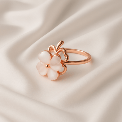 Blush Charm Rose Gold Clover Ring - My Store