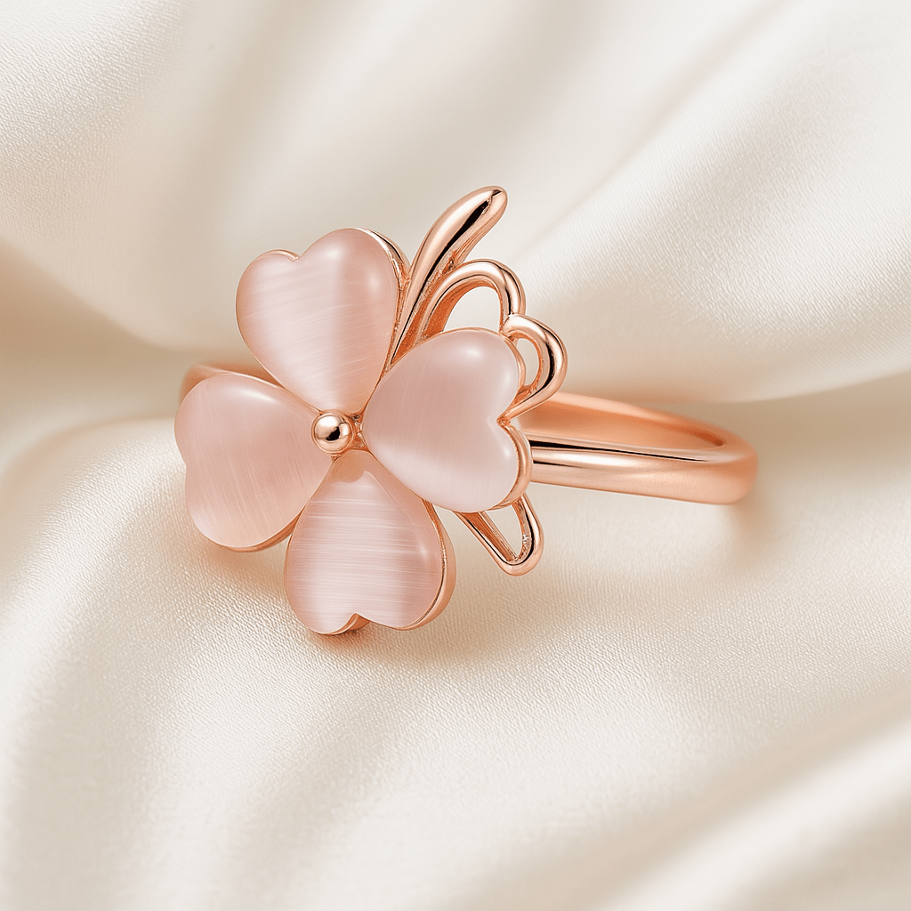 Blush Charm Rose Gold Clover Ring - My Store