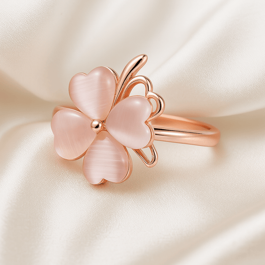 Blush Charm Rose Gold Clover Ring - My Store