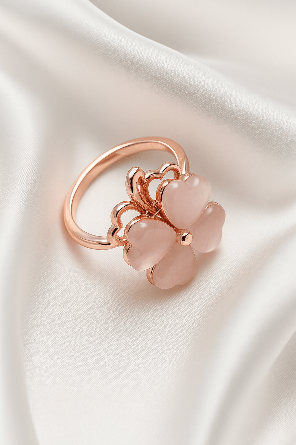 Blush Charm Rose Gold Clover Ring - My Store