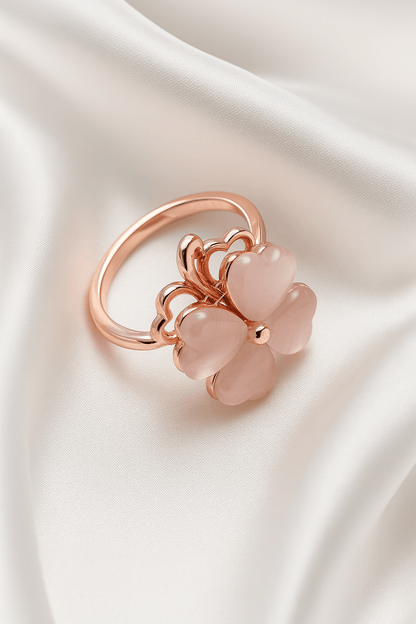 Blush Charm Rose Gold Clover Ring - My Store