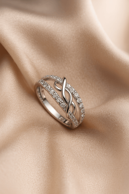 Crystal Vow – Infinity Loop Ring in Silver - My Store
