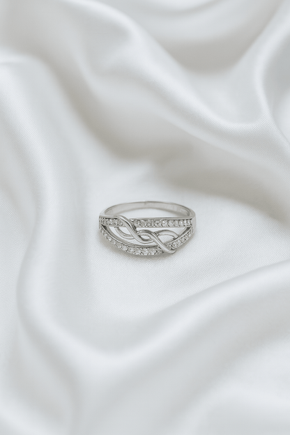 Crystal Vow – Infinity Loop Ring in Silver - My Store