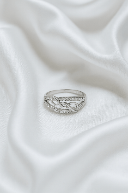 Crystal Vow – Infinity Loop Ring in Silver - My Store