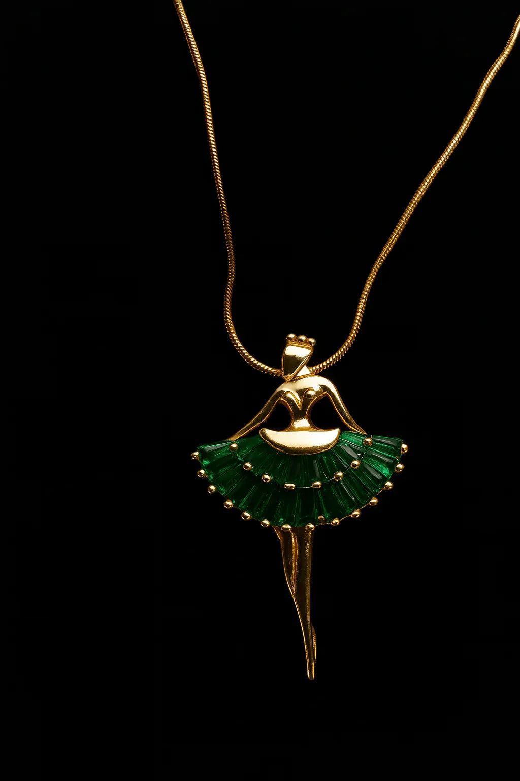 Emerald Pirouette Dancing Ballerina Pendant Necklace - My Store