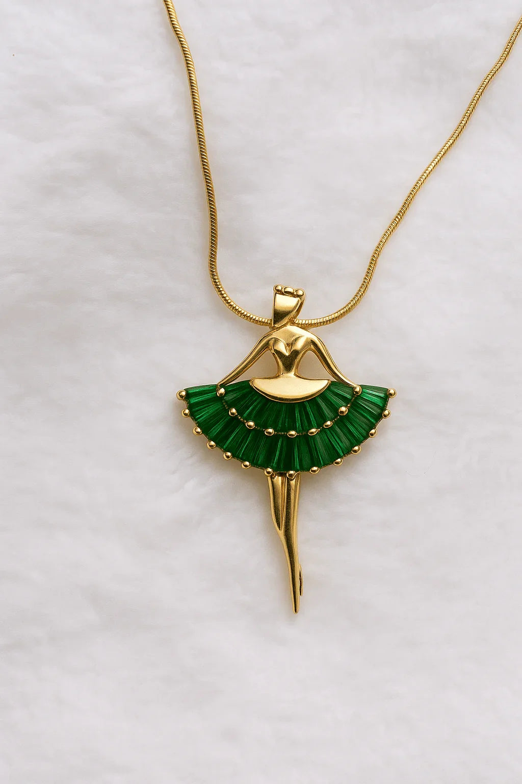 Emerald Pirouette Dancing Ballerina Pendant Necklace - My Store