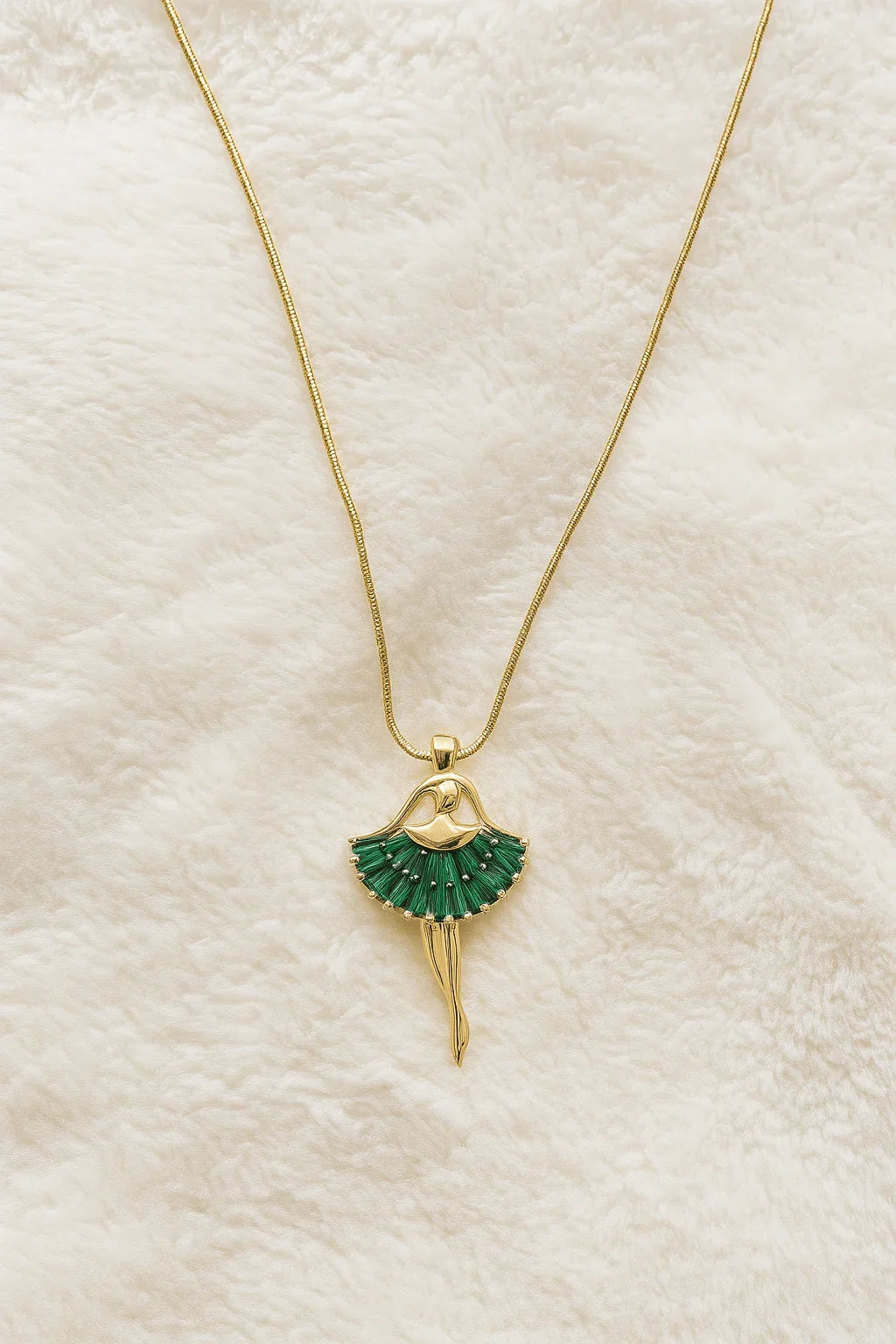 Emerald Pirouette Dancing Ballerina Pendant Necklace - My Store