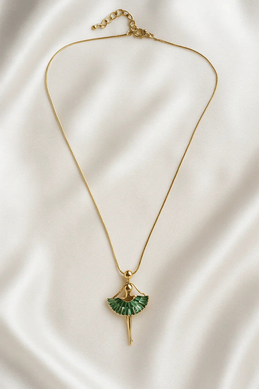 Emerald Pirouette Dancing Ballerina Pendant Necklace - My Store