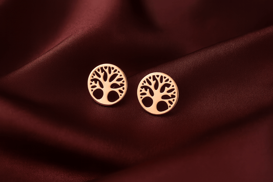 Eternal Roots – Rose Gold Tree of Life Earring Set (3 Pairs) - My Store