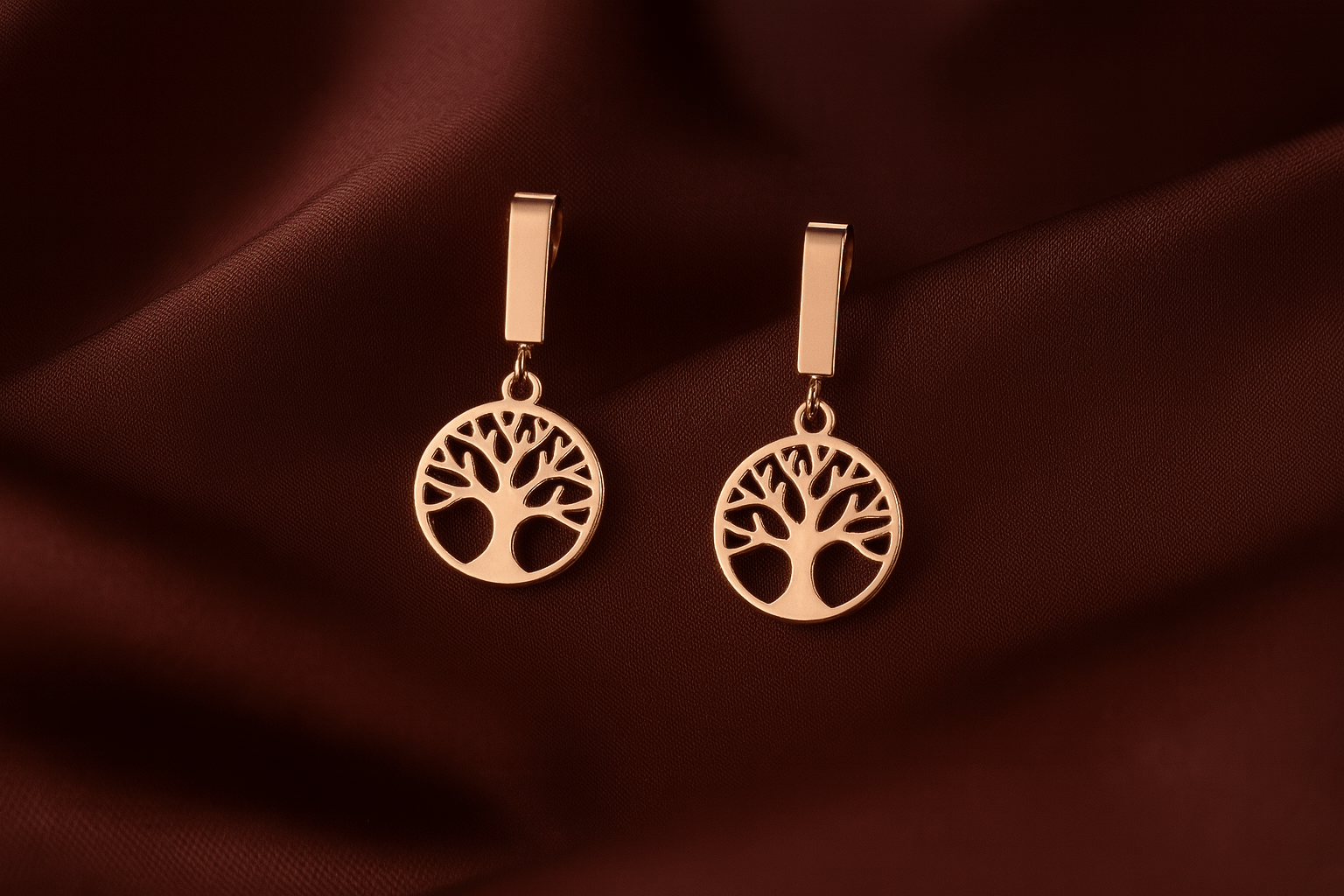 Eternal Roots – Rose Gold Tree of Life Earring Set (3 Pairs) - My Store