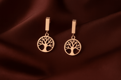 Eternal Roots – Rose Gold Tree of Life Earring Set (3 Pairs) - My Store
