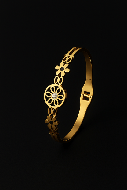 Floral Radiance Gold - Toned Designer Bracelet - My Store
