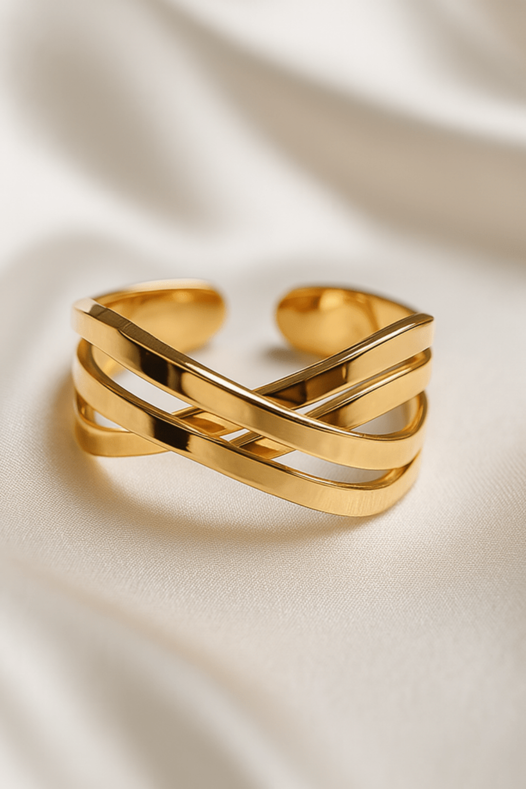 Golden Aura Crossover Statement Ring - My Store