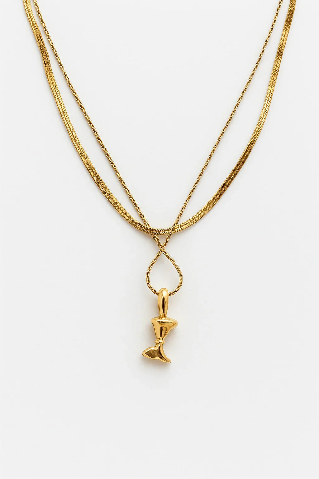 Golden Drizzle Twin Drop Pendant Necklace - My Store