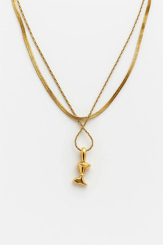 Golden Drizzle Twin Drop Pendant Necklace - My Store