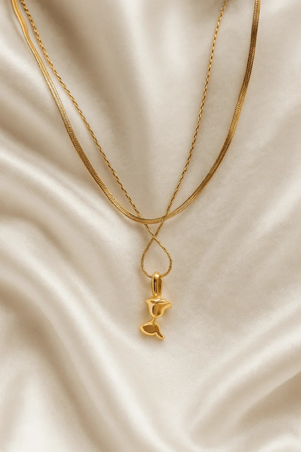 Golden Drizzle Twin Drop Pendant Necklace - My Store