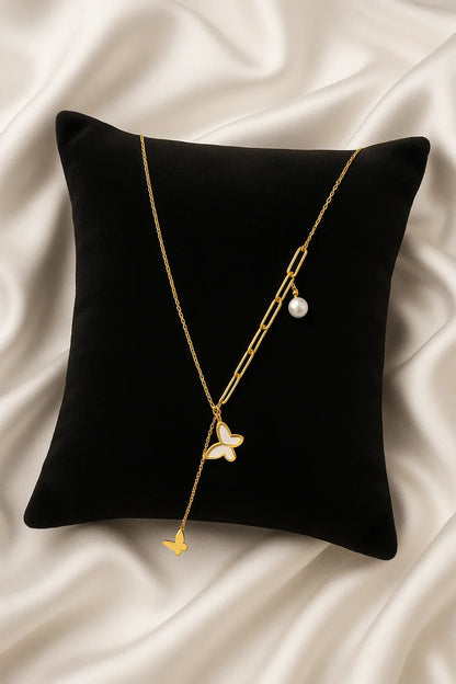 Golden Flutter Butterfly Drop Necklace - My Store