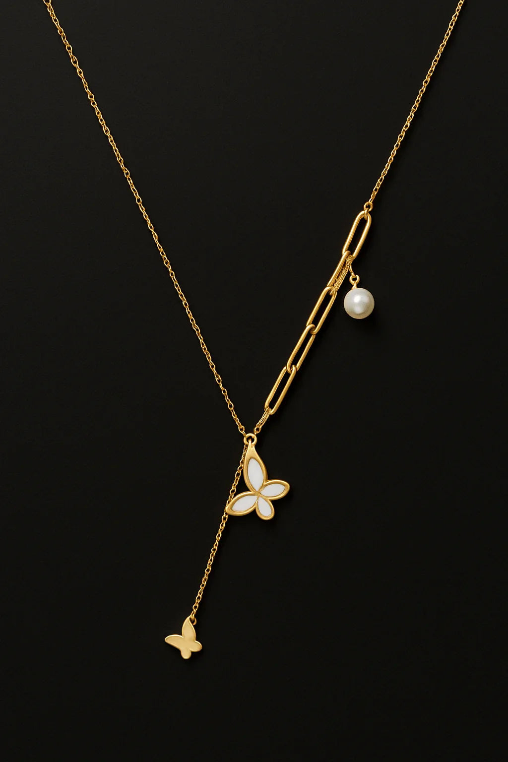 Golden Flutter Butterfly Drop Necklace - My Store