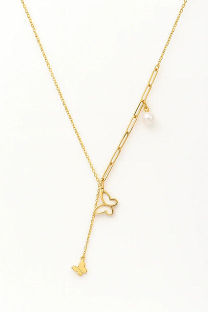 Golden Flutter Butterfly Drop Necklace - My Store