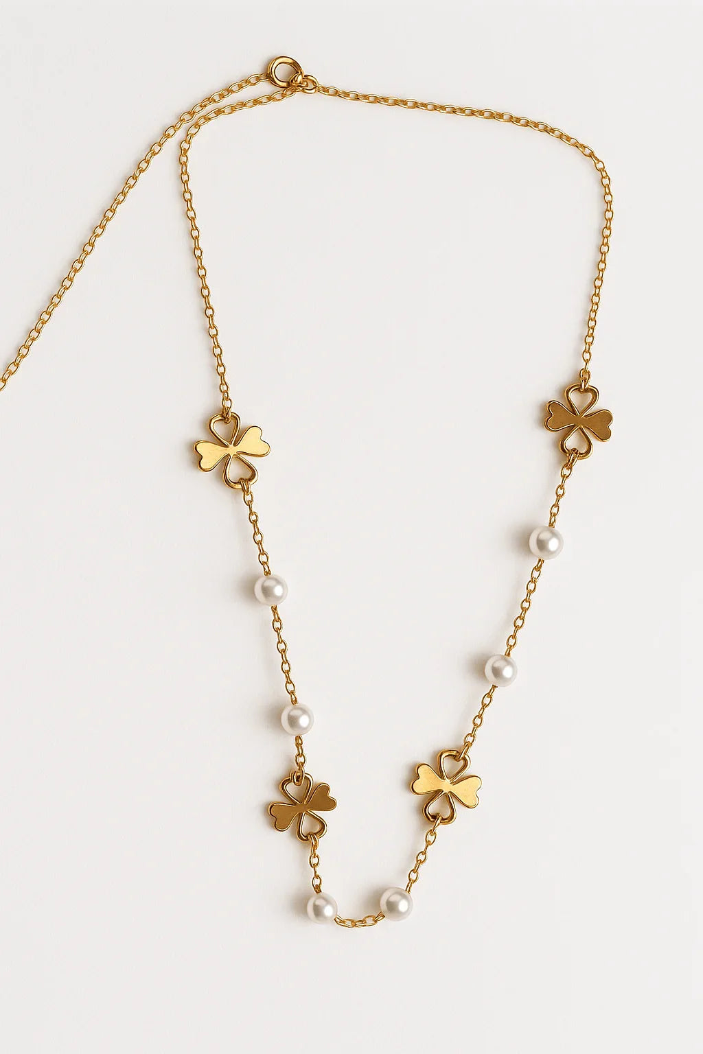 Golden Grace Clover & Pearl Necklace - My Store