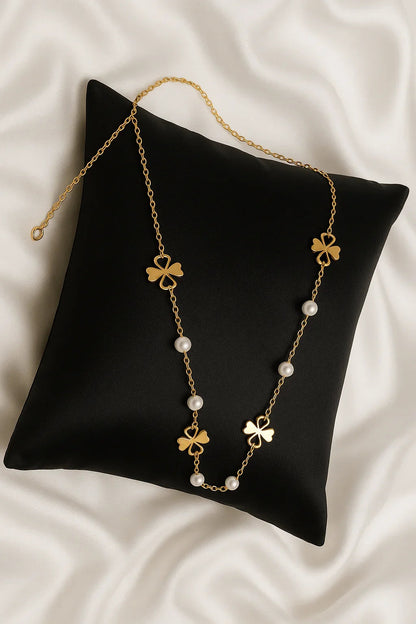 Golden Grace Clover & Pearl Necklace - My Store