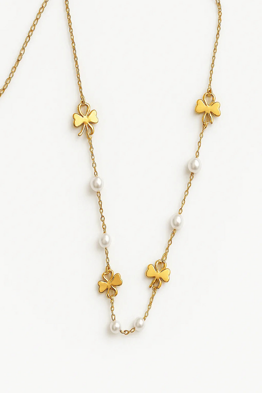 Golden Grace Clover & Pearl Necklace - My Store