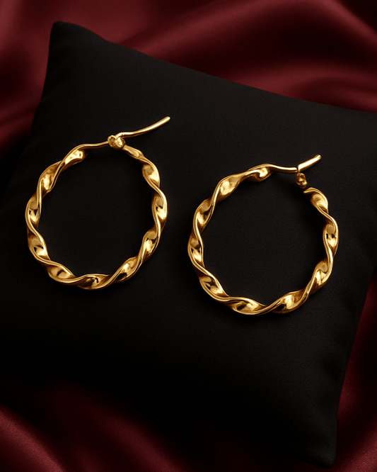 Golden Helix Classic Twist Hoops - My Store