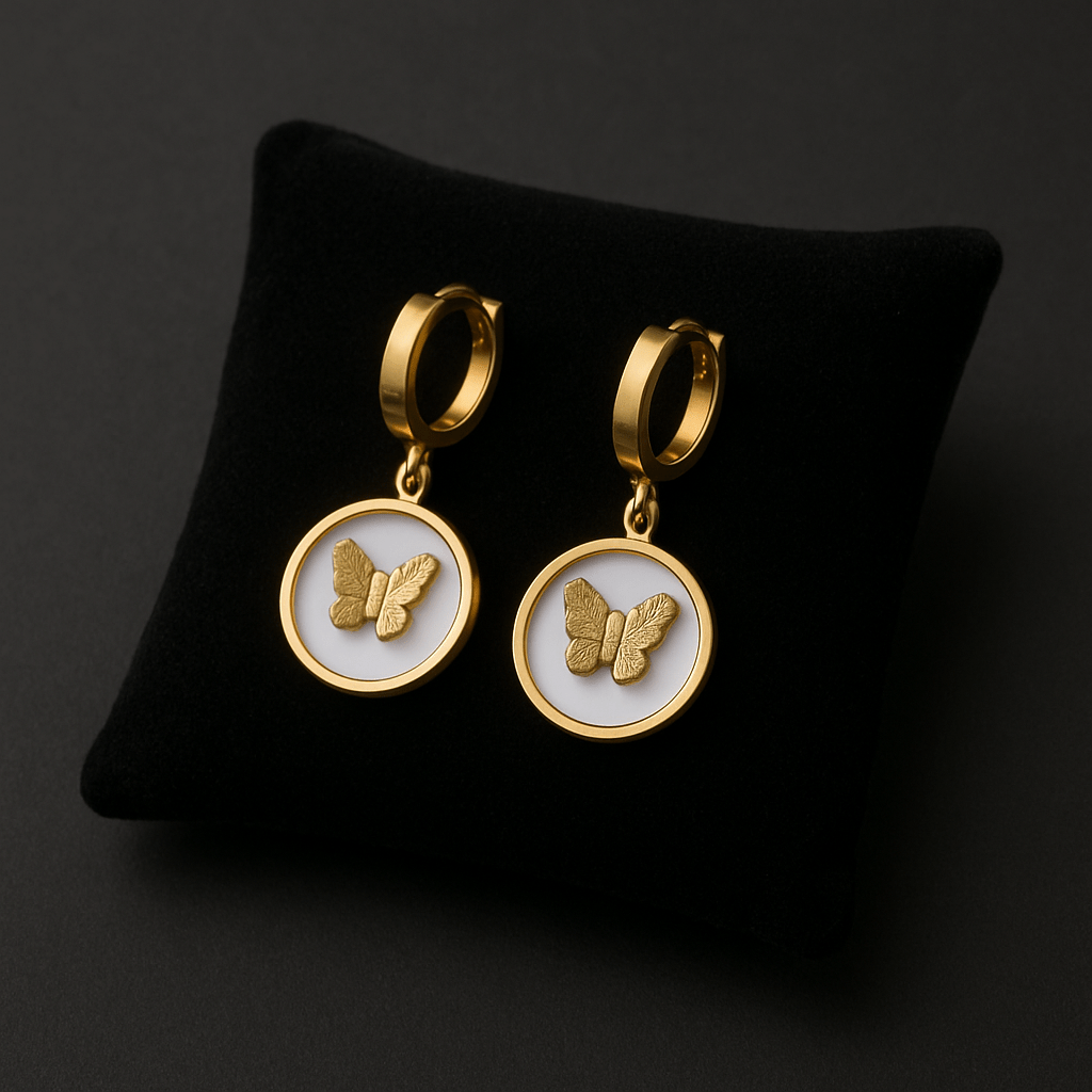 Golden Whisper Butterfly Drop Earrings - My Store