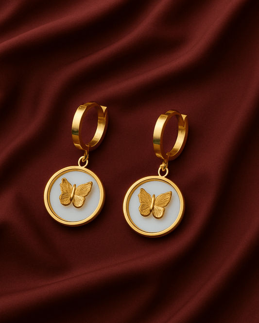 Golden Whisper Butterfly Drop Earrings - My Store