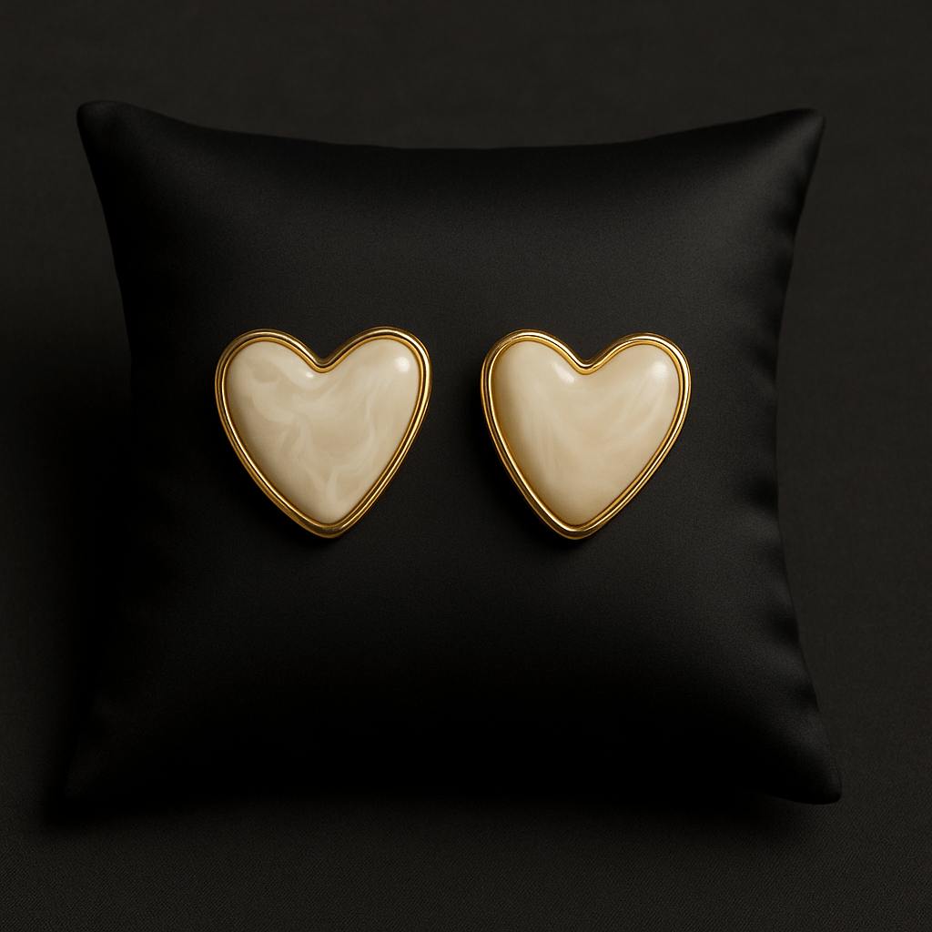 Honey Love Marble Heart Studs - My Store