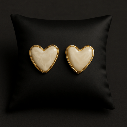 Honey Love Marble Heart Studs - My Store